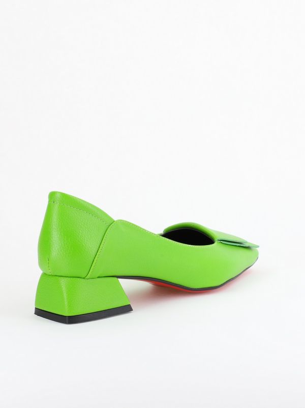 Pantofi Damă cu Toc Jos din Piele Ecologică Verde Lemon (BS500D2403853) 125