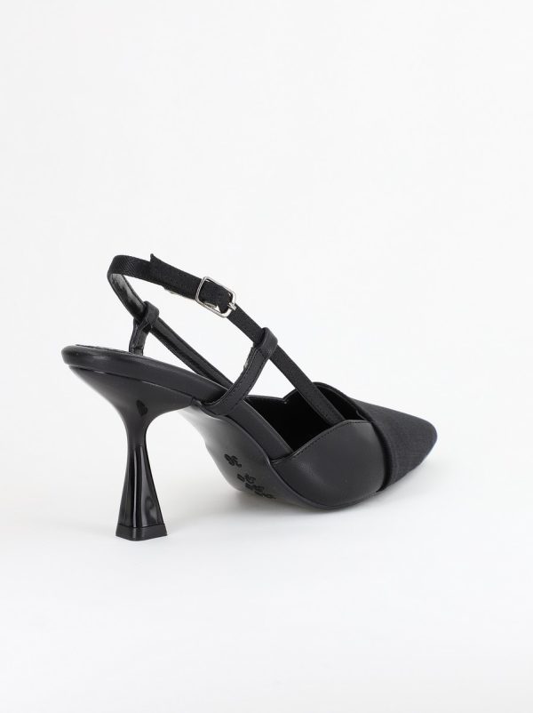 Pantofi damă cu toc subtire piele ecologică Negru (BS801AY2403875) 124