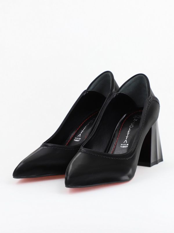 Pantofi Dama Toc Piele Ecologica negru vid (BS2001D2402769) 122