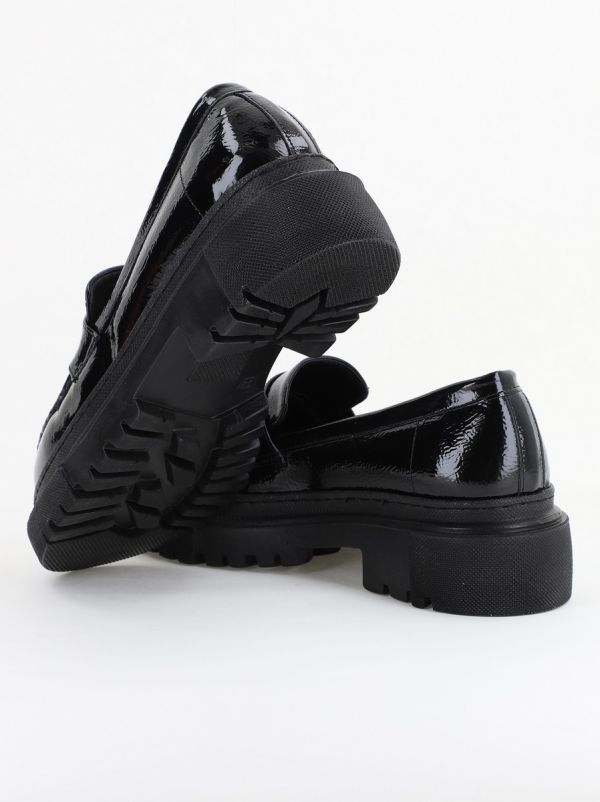 Pantofi Loafers Dama Piele Eco Negru lucios Varf Rotund - BS200AY2402768 120