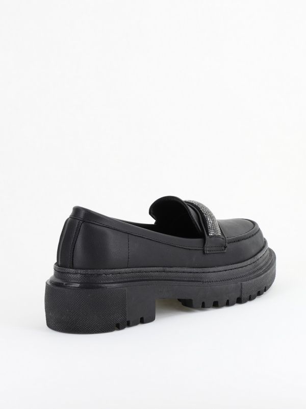 Pantofi Loafers Dama Piele Eco Negru mat Varf Rotund - BS206AY2402770 125