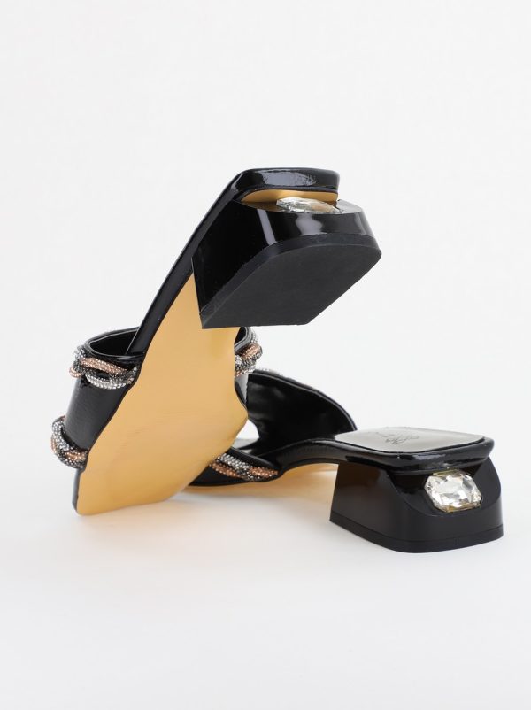 Saboți Damă Toc Gros Piele Ecologică Negru (BS51TR2403805) 126