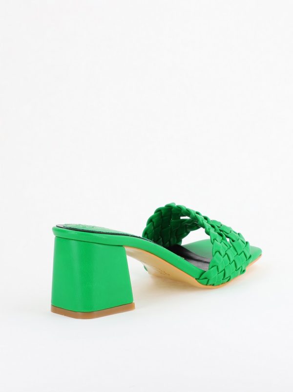 Saboți Damă Cu Toc Gros Piele ecologică Cu Model Împletit culoare Verde BS113TR2403824 128