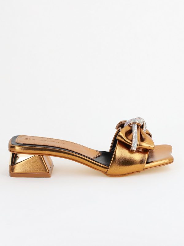 Saboți Damă cu Toc jos cu fundiță culoare Bronz BS118TR2403944 122