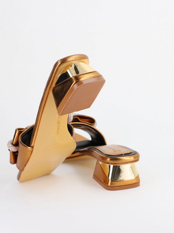 Saboți Damă cu Toc jos cu fundiță culoare Bronz BS118TR2403944 124