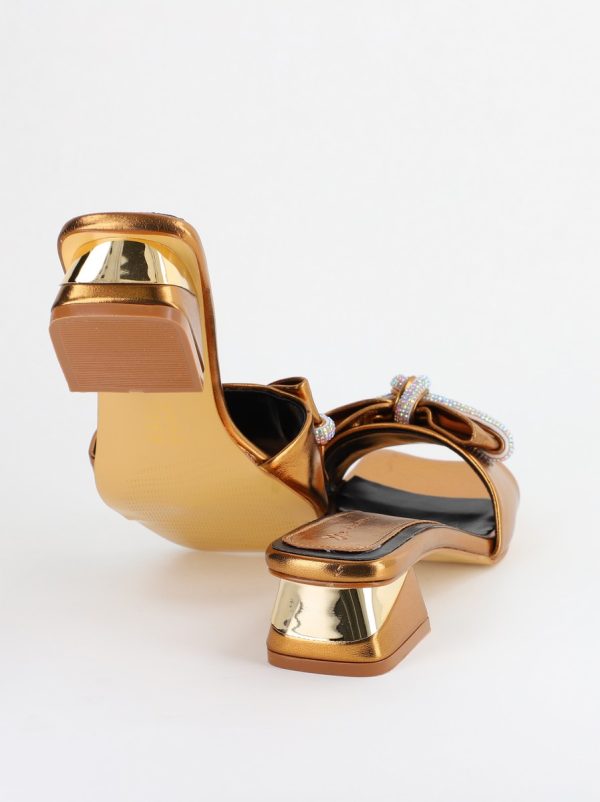Saboți Damă cu Toc jos cu fundiță culoare Bronz BS118TR2403944 126