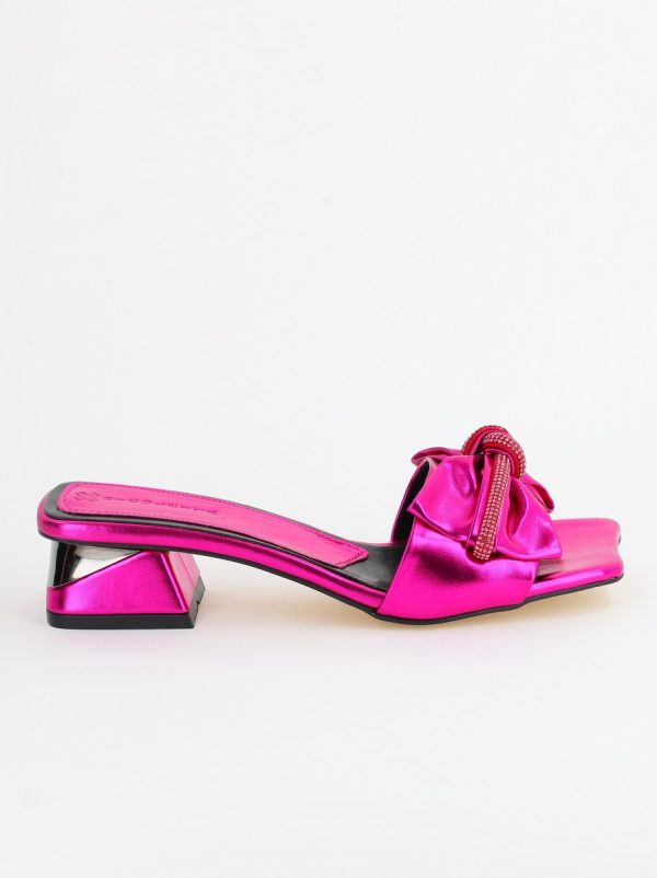 Saboți Damă cu Toc jos cu fundiță culoare Fuchsia BS118TR2403945 122
