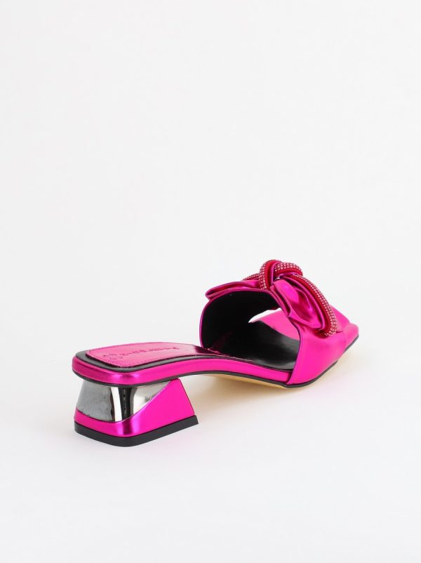 Saboți Damă cu Toc jos cu fundiță culoare Fuchsia BS118TR2403945 126