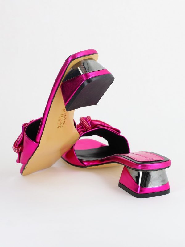 Saboți Damă cu Toc jos cu fundiță culoare Fuchsia BS118TR2403945 124