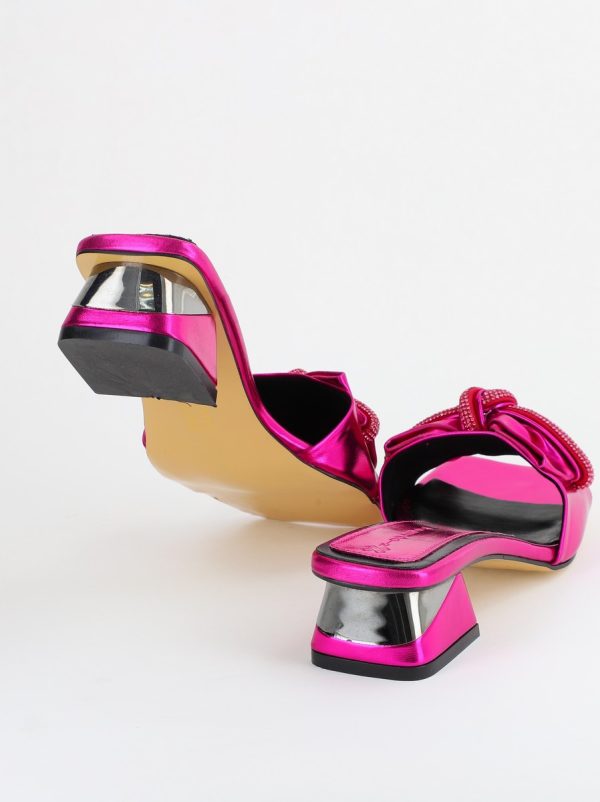 Saboți Damă cu Toc jos cu fundiță culoare Fuchsia BS118TR2403945 127