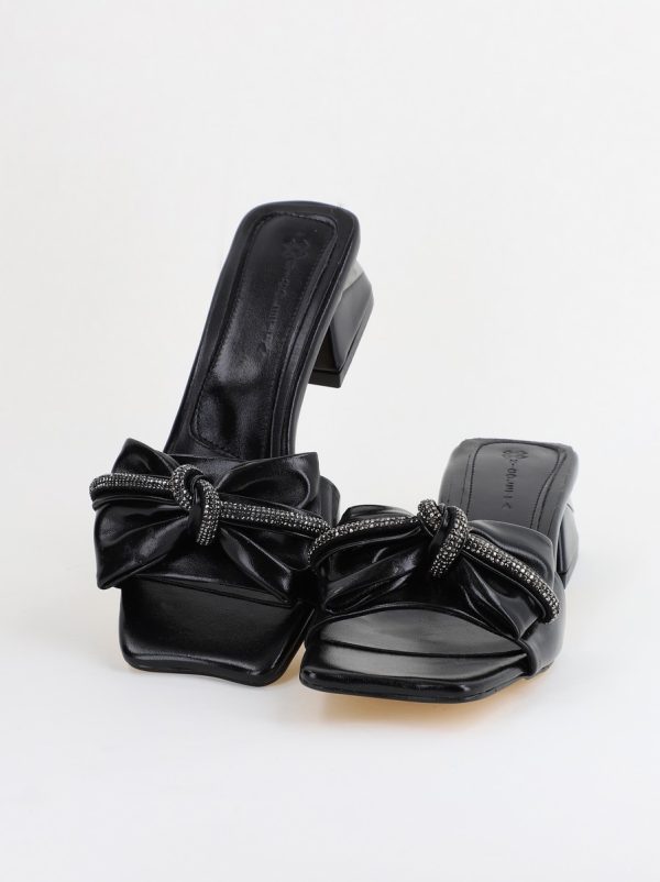 Saboți Damă cu Toc jos cu fundiță culoare Negru BS118TR2403951 120