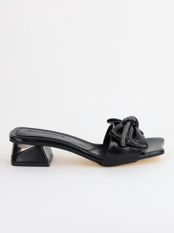 Saboți Damă cu Toc jos cu fundiță culoare Negru BS118TR2403951 122