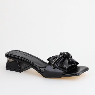 Saboți Damă cu Toc jos cu fundiță culoare Negru BS118TR2403951