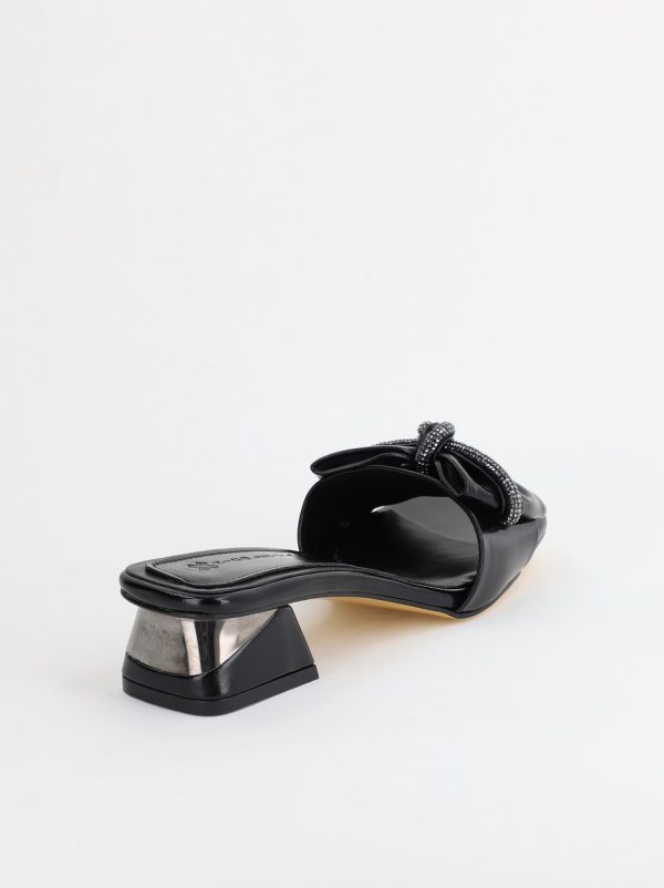 Saboți Damă cu Toc jos cu fundiță culoare Negru BS118TR2403951 126