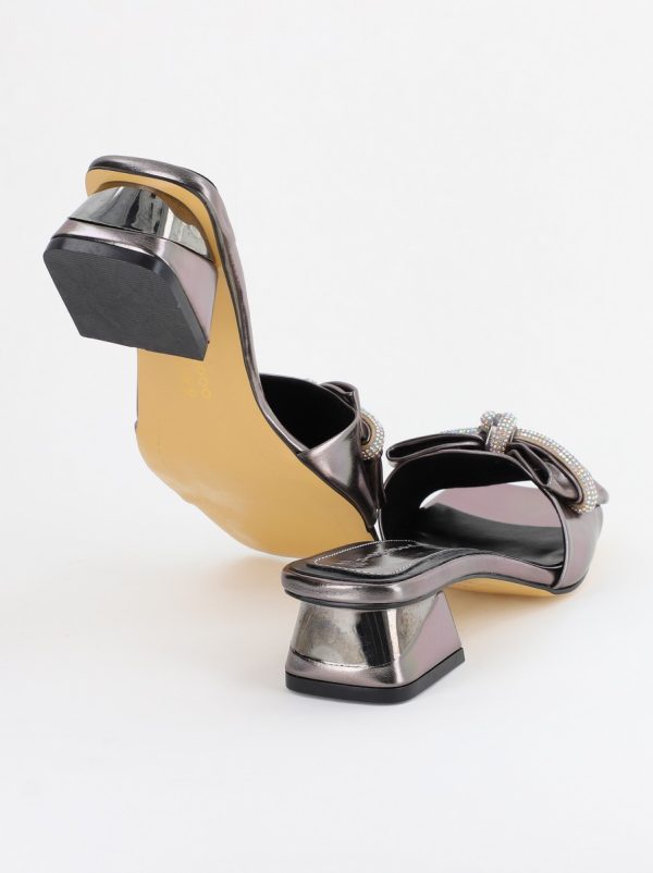 Saboți Damă cu Toc jos cu fundiță culoare Platină BS118TR2403948 127