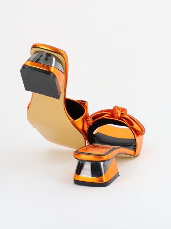 Saboți Damă cu Toc jos cu fundiță culoare Portocaliu BS118TR2403949 127