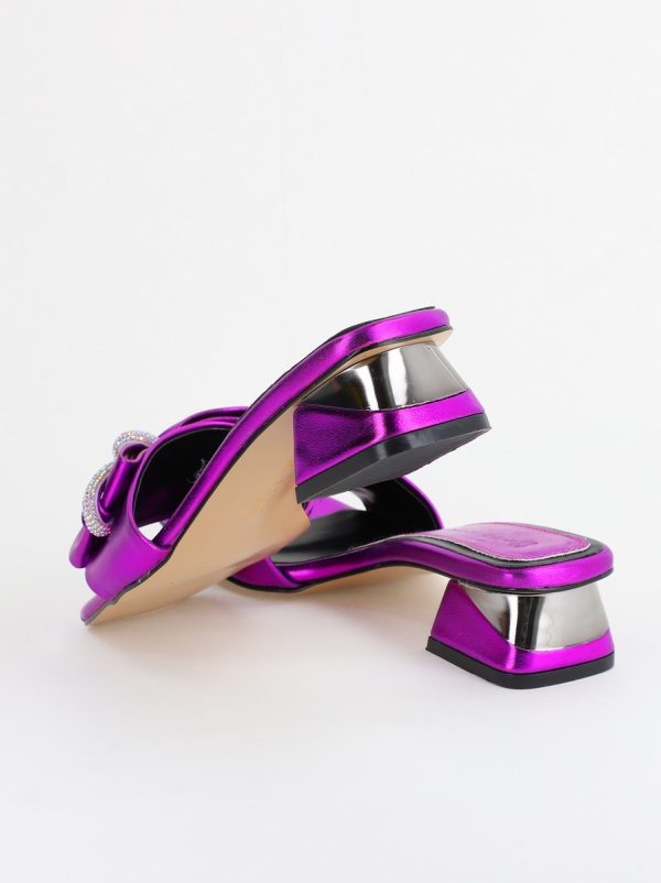 Saboți Damă cu Toc jos cu fundiță culoare Violet BS118TR2403947 124