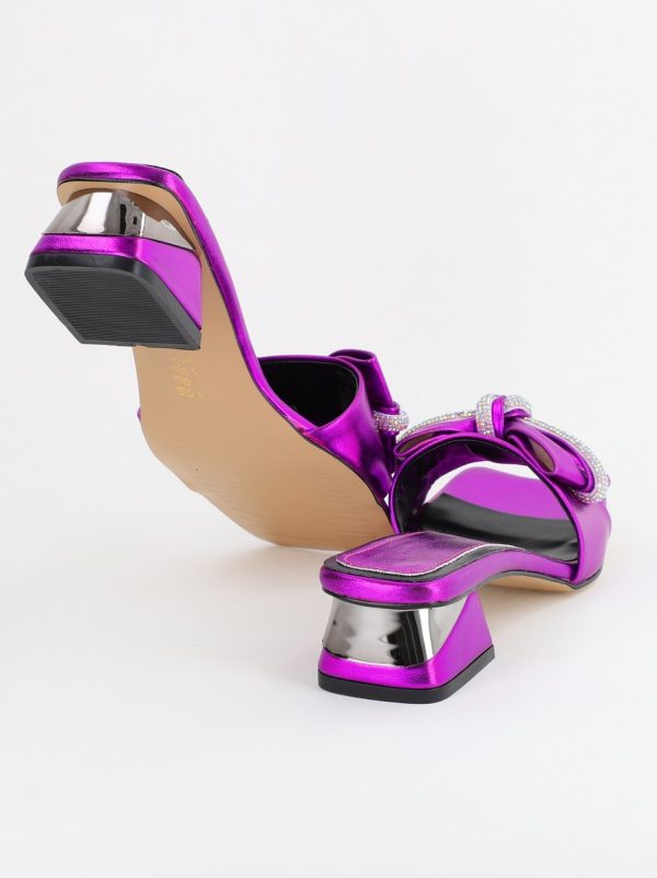 Saboți Damă cu Toc jos cu fundiță culoare Violet BS118TR2403947 127