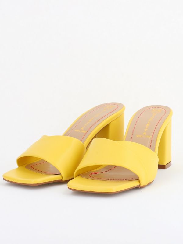 Saboți Damă Toc Gros Piele Ecologică Galben (BS2055TR2402796) 122