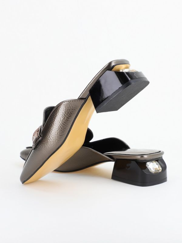 Saboți Damă Toc Jos banda impletita cu pietricele Piele Ecologică Platina BS416TR2402778 124