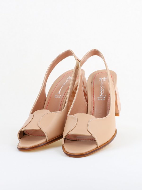 Sandale cu Toc gros Varf Rotund culoare Bej (BS62SN2403858) 119