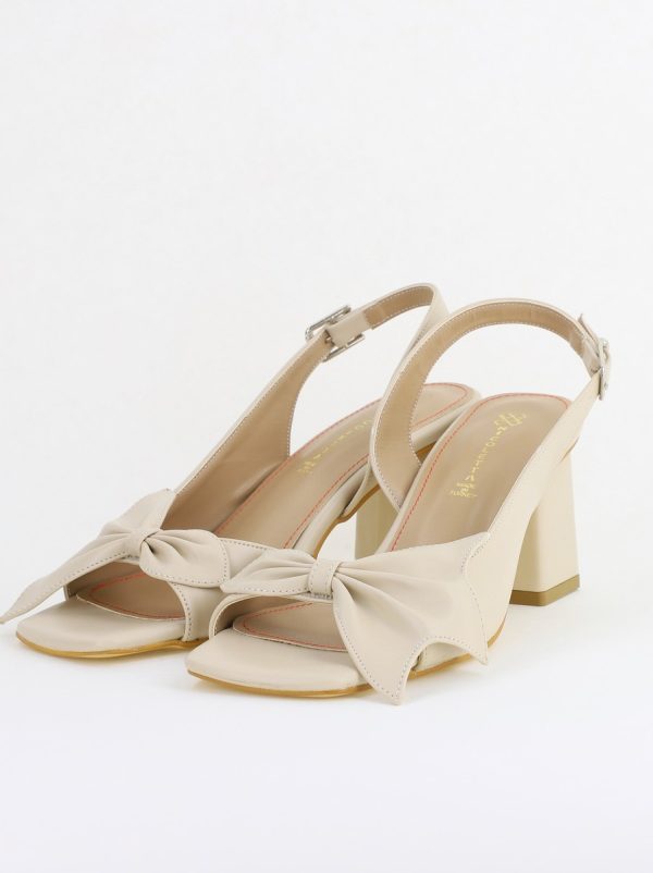 Sandale damă Casual cu Toc cu Fundiță din Piele Ecologica culoare Bej- BS070TR2405547 119