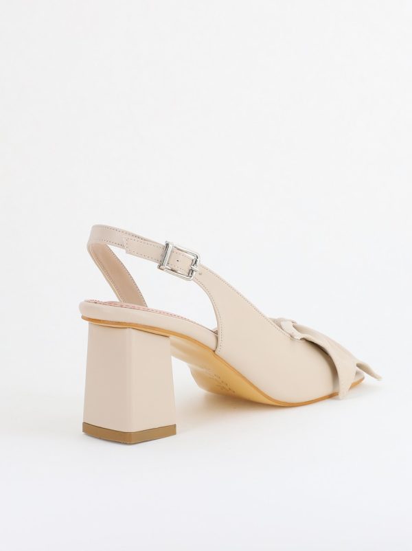 Sandale damă Casual cu Toc cu Fundiță din Piele Ecologica culoare Bej- BS070TR2405547 123