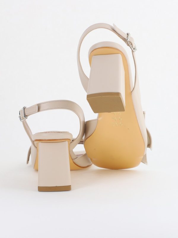 Sandale damă Casual cu Toc cu Fundiță din Piele Ecologica culoare Bej- BS070TR2405547 124