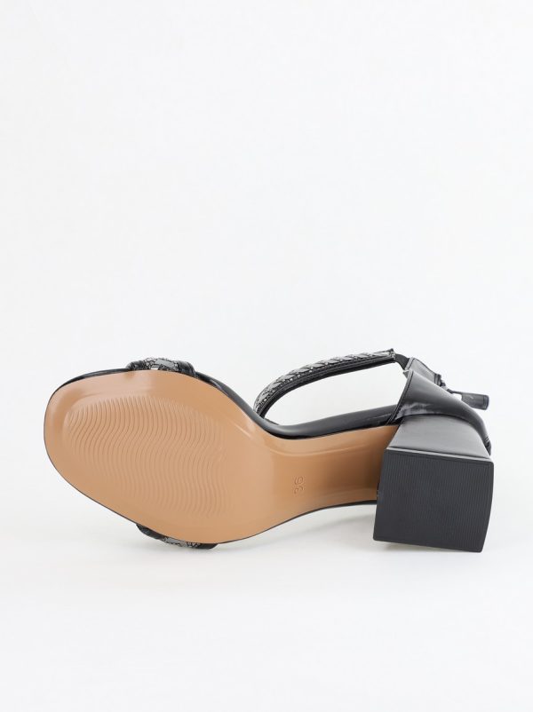 Sandale Damă cu Toc Înalt Vârf Rotund Piele Ecologică Negru (BS708SN2403920) 126