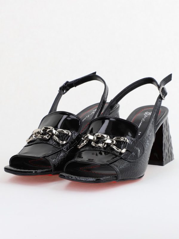 Sandale Damă cu Toc Vârf Drept Piele Ecologică negre (BS1200SN2404036) 119