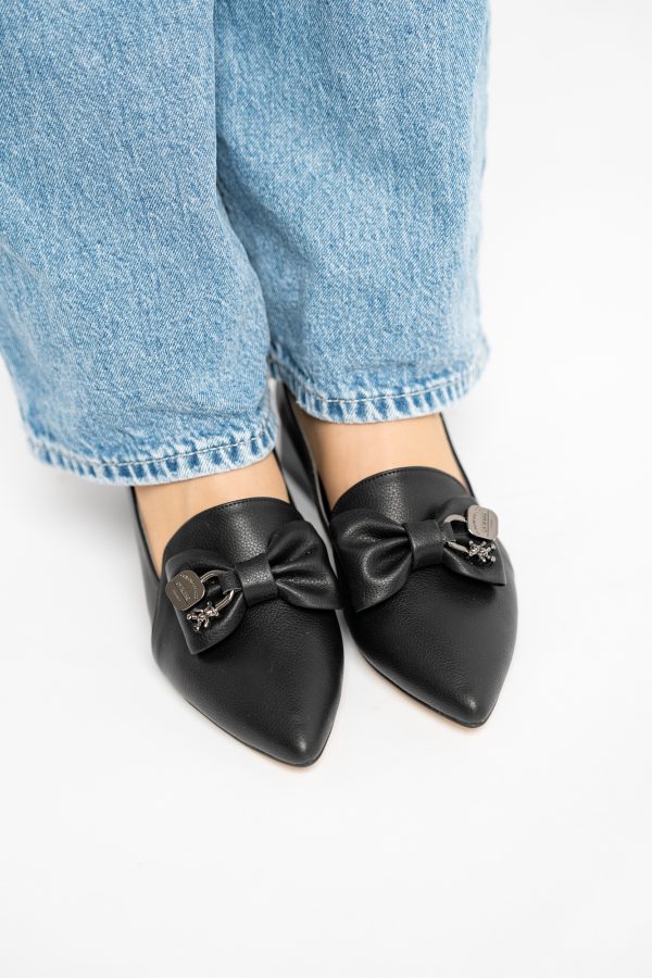 Pantofi cu Toc Jos Eleganti cu Fundita din Piele Ecologică Negri BS167BA2411172 121