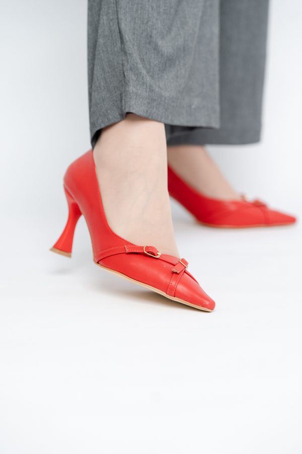 Pantofi Damă Stiletto Roșu Mat din Piele Ecologică BS0200AY2411181 119