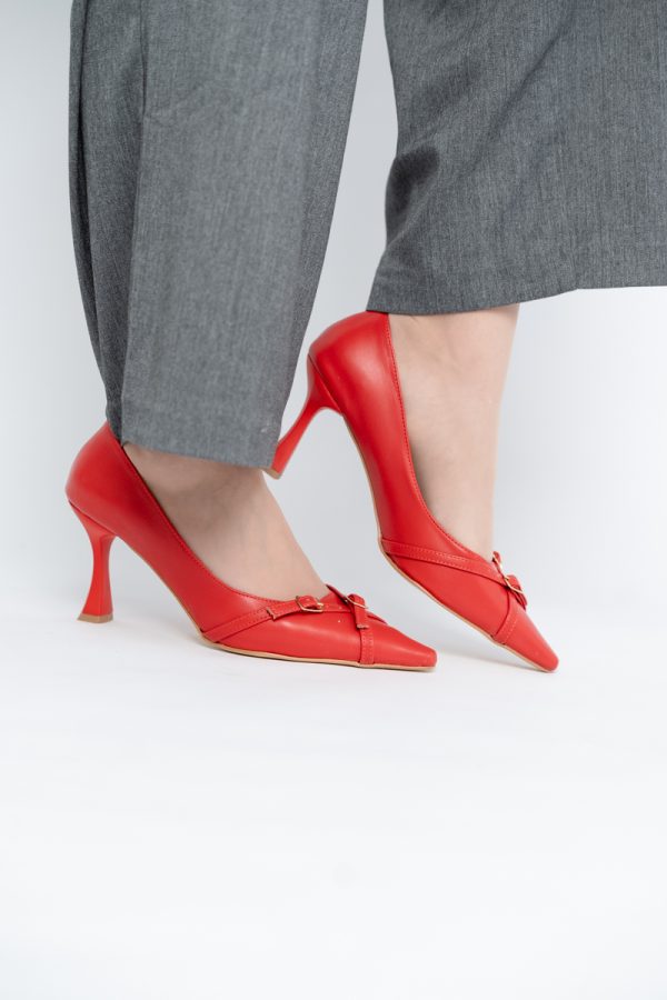 Pantofi Damă Stiletto Roșu Mat din Piele Ecologică BS0200AY2411181 121