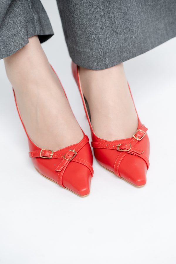 Pantofi Damă Stiletto Roșu Mat din Piele Ecologică BS0200AY2411181 125