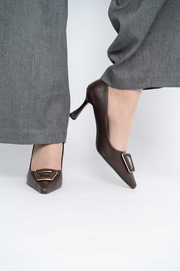 Pantofi Damă Stiletto Cafeniu Mat din Piele Ecologică (BS0202AY2411195) 119