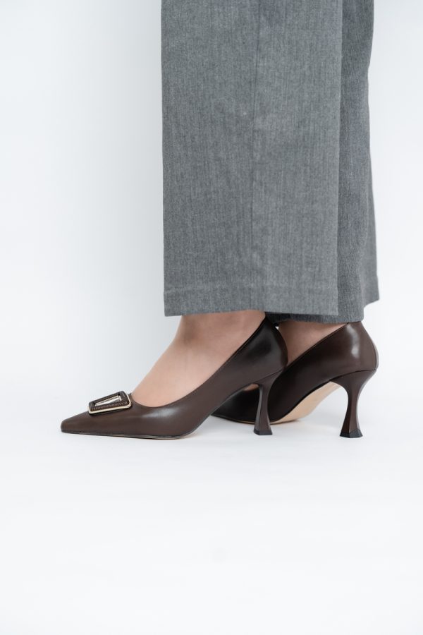 Pantofi Damă Stiletto Cafeniu Mat din Piele Ecologică (BS0202AY2411195) 123