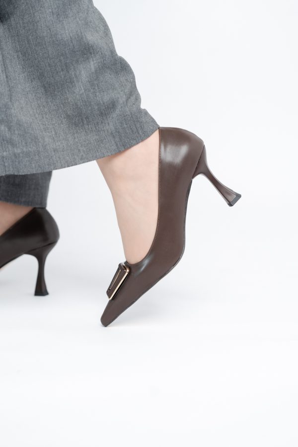 Pantofi Damă Stiletto Cafeniu Mat din Piele Ecologică (BS0202AY2411195) 121