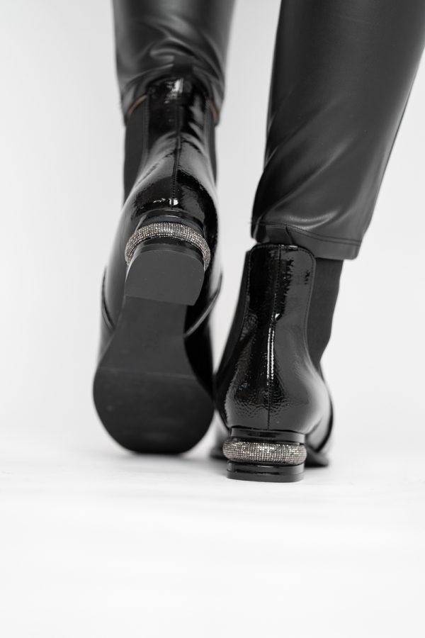 Botine damă din piele ecologică Negru lac BS151BT2410028 123