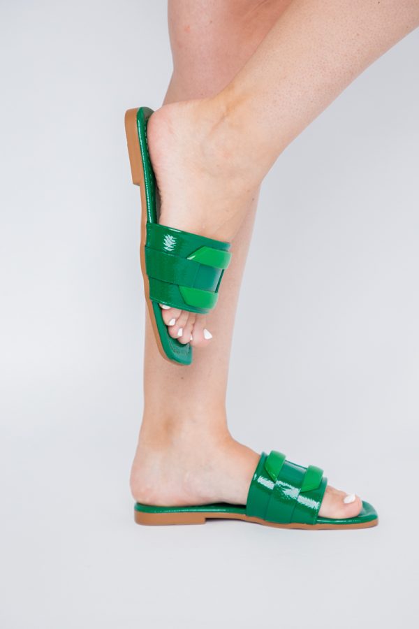 Saboti Dama Piele Ecologica cu ornamente Verde lucios BS208TR2403882 123
