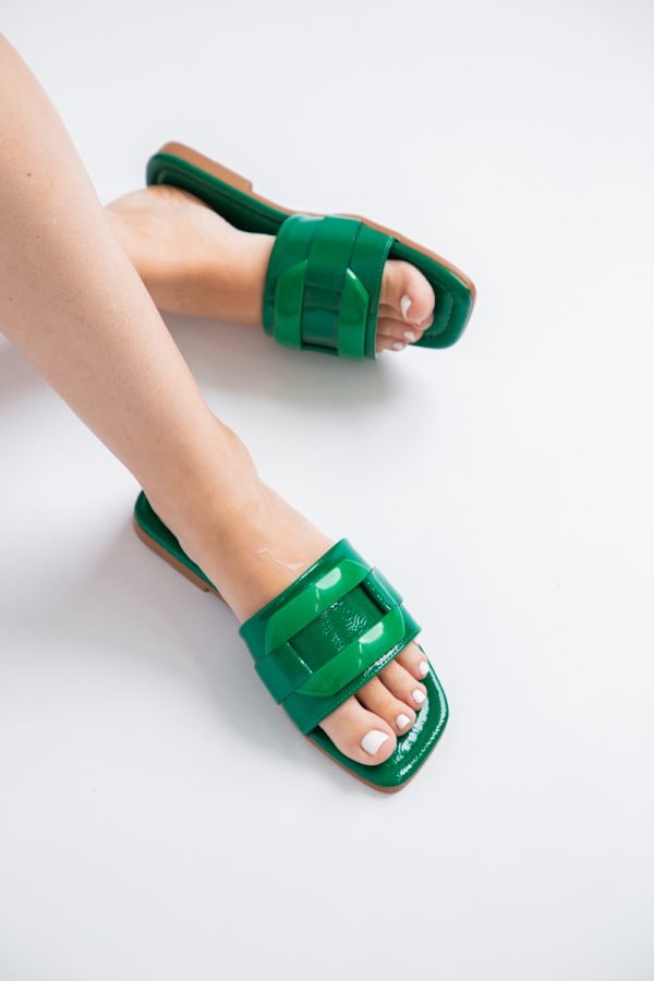 Saboti Dama Piele Ecologica cu ornamente Verde lucios BS208TR2403882 119