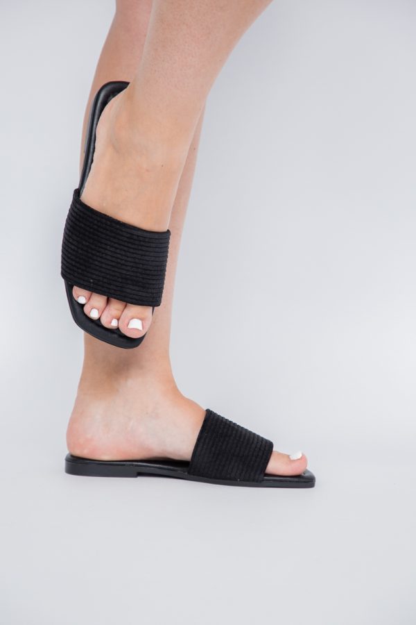 Saboți fără Toc din Piele Eco cu aspect catifea Negru (BS615TR2404048) 123