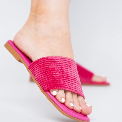 Saboți fără Toc din Piele Eco cu aspect catifea Roz (BS615TR2404045)