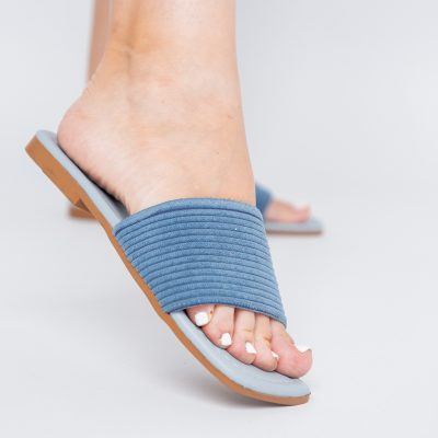 Saboți fără Toc din Piele Eco cu aspect catifea Albastru (BS615TR2404047)