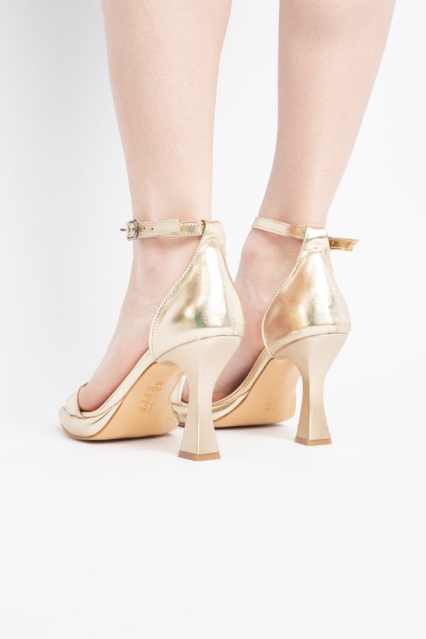 Sandale elegante pentru femei cu toc subțire din piele ecologică de culoare auriu (BS001HSN2404174) 125