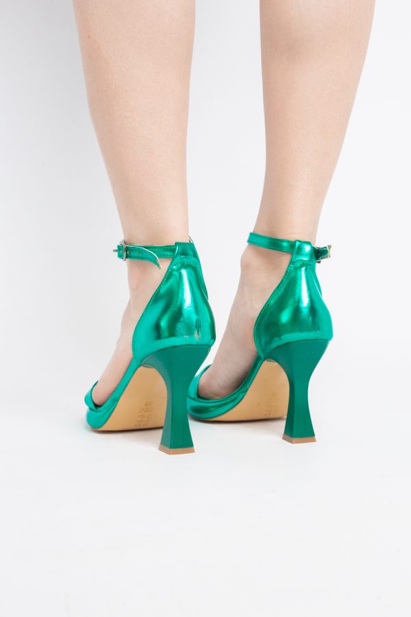 Sandale elegante pentru femei cu toc subțire din piele ecologică de culoare verde (BS001HSN2404175) 125