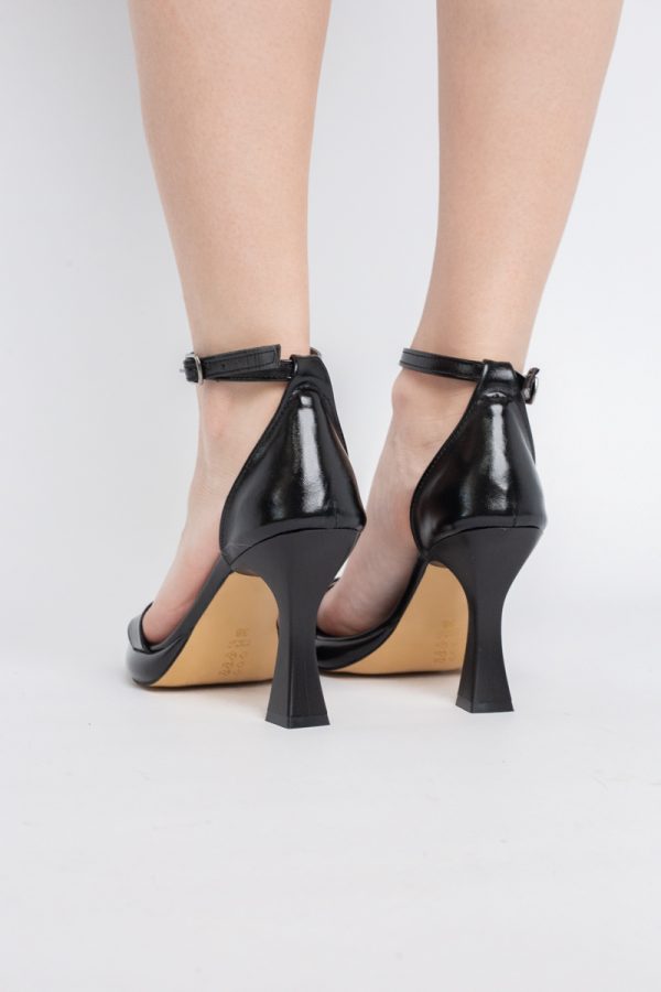 Sandale elegante pentru femei cu toc subțire din piele ecologică de culoare negru (BS001HSN2404179) 125