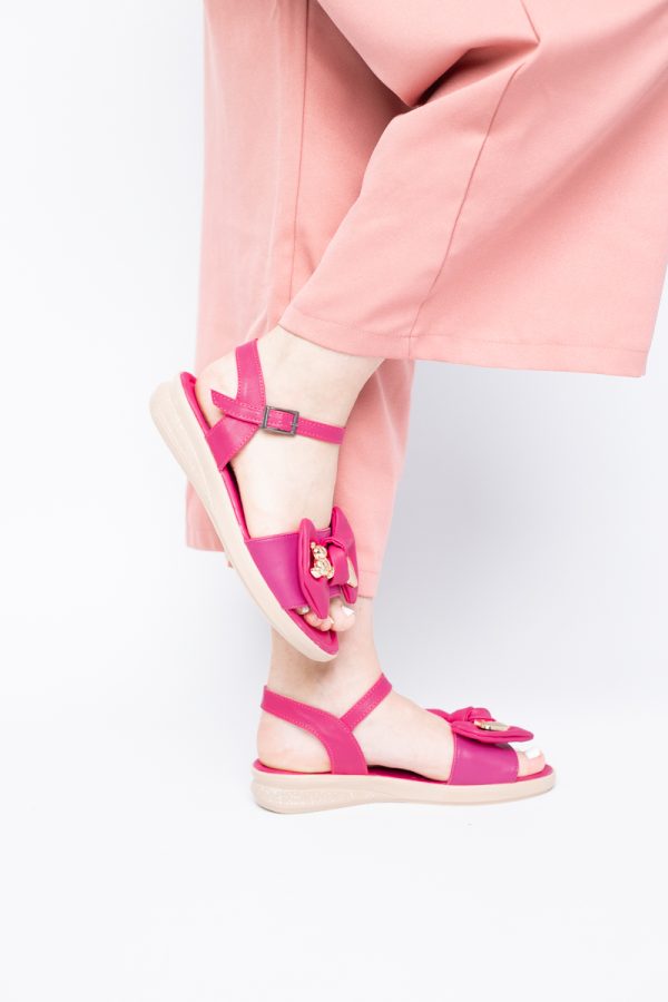 Sandale pentru femei cu fundiță din piele ecologică, culoarea Fuchsia (BS410SN2404251) 125
