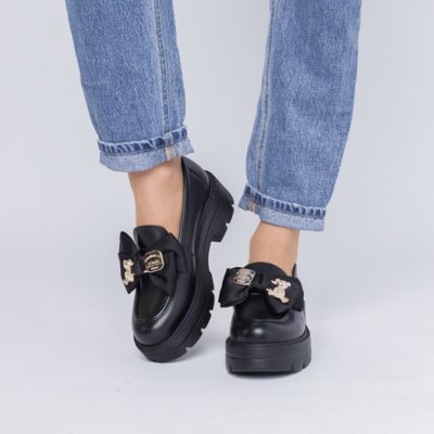 Pantofi Casual Damă din Piele Naturală Box Negru - Leofex BS080LE2404010