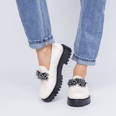 Pantofi casual damă din piele naturală, Leofex Crem Box BS035LE2404006