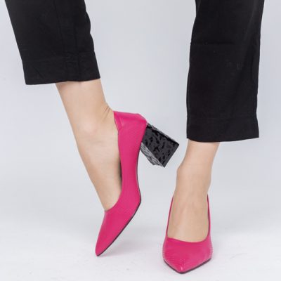 Pantofi Dama Toc Piele Ecologica cu perforații Fuchsia (BS2005D2404072)
